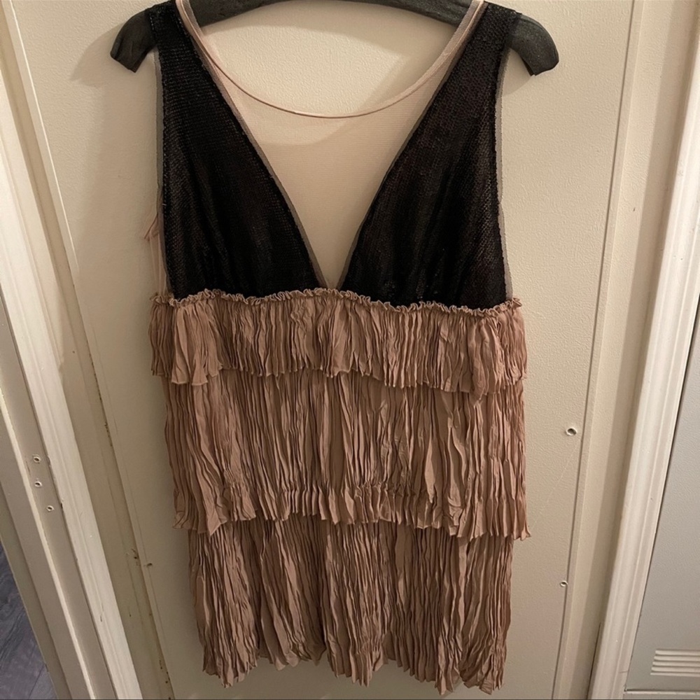 BCBGMaxAzria Black and Tan Sequin Dress